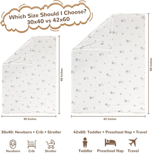 4-Layer, 42x60 Cozy NTBAY Muslin Toddler Blanket, Preschool Nap Blanket, Soft Breathable Nursery Blanket for Toddlers