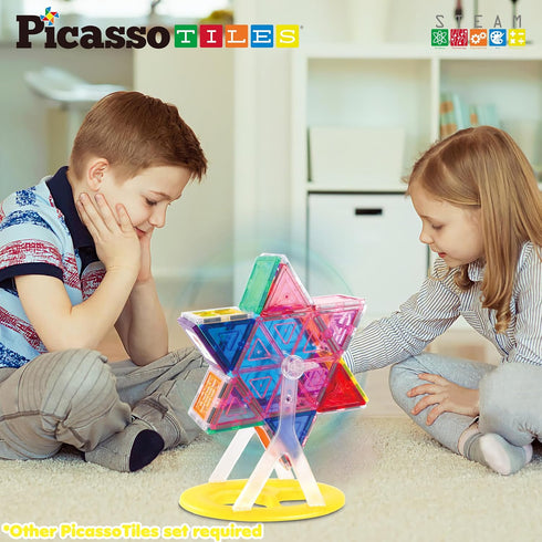 PicassoTiles Magnet Tile Building Blocks Ferris Wheel Amusement Kit, Compatible with Magnetic Tiles Construction Toy Set