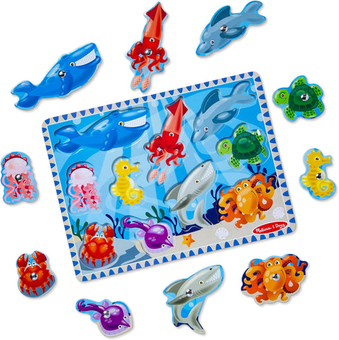 Melissa & Doug Magnetic Wooden Fishing Game and Puzzle with Ocean Animal Magnets