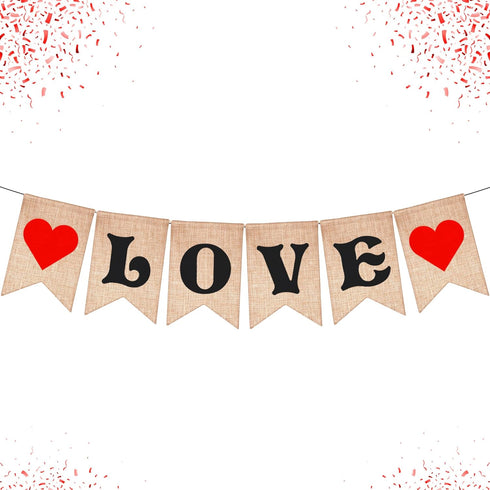 KatchOn Burlap Love Banner for Romantic Decoration - 7x5 Inch | No DIY | Engagement Party, Anniversary, Mothers Day