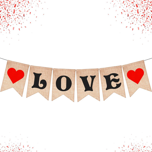 KatchOn Burlap Love Banner for Romantic Decoration - 7x5 Inch | No DIY | Engagement Party, Anniversary, Mothers Day