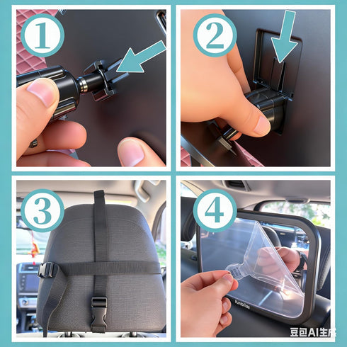 Seat,360 Funbliss Baby Car Mirror for Rear Facing Rotation, Safety Certified Shatterproof Acrylic Glass, Clear Wide