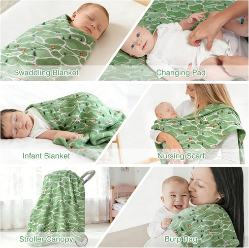 47"x47" Muslin Swaddle Blankets for Newborn, Large Soft Breathable Bamboo Cotton Baby Blanket, Lightweight Receiving