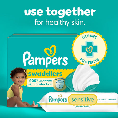 1008 (12 Packs) [Packaging Pampers Baby Wipes, Sensitive, Water Based Wipe, Clinically Proven, Hypoallergenic