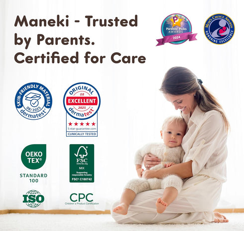3 3 (1224 lbs), 58 Count, Packaging MANEKI Size Diapers, Highly Absorbent & Breathable Baby Diapers, Size