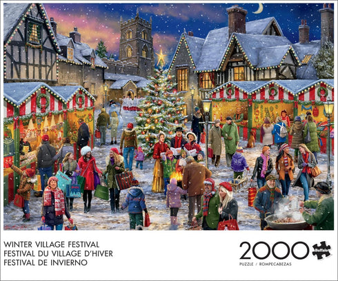 2000 Buffalo Games Winter Village Festival - Piece Jigsaw Puzzle - Colorful, Christmas Puzzles for Adults Precision-Cut