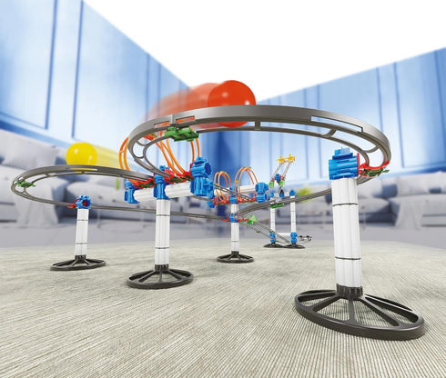 Quercetti Skyrail League Marble Run, 166 Piece Set, Build Parallel Tracks with Loops and Jumps, for Kids Ages 7 Years