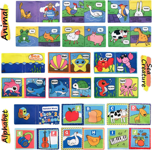 Soft Cloth Books for Baby, Toddler & Infant - Educational Toy for Boy & Girl, Pack of 6, Shower Gift
