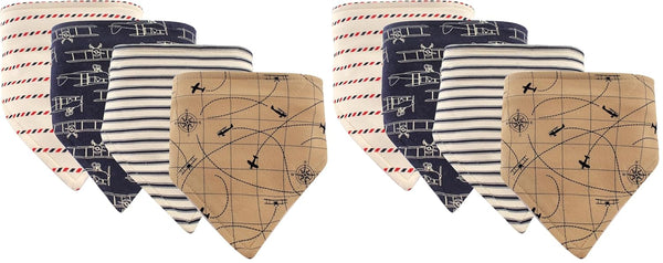Hudson Baby Unisex Baby Cotton Bandana Bibs, Airplane, One Size (Pack of