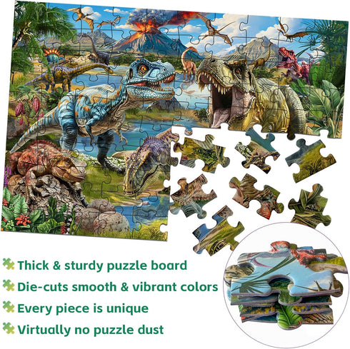 6-8-10, 100 Puzzles for Kids Ages Dinosaur World Puzzle Pieces Jurassic Landscape Jigsaw Puzzles Educational Toys Gifts