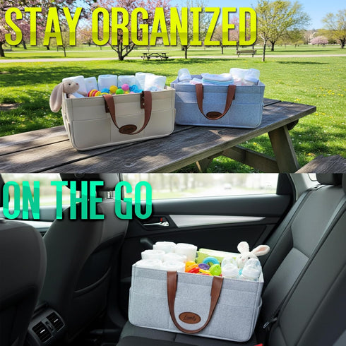 Linaly Felt Diaper Caddy Organizer, Portable Nursery Basket for Diapers, Caddy for Baby Stuff Storage, Baby Shower Must