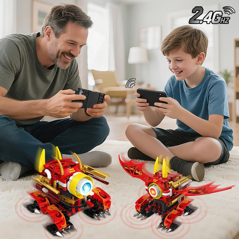 5-in-1 6 5 354PCS Set 8-12 HOGOKIDS Dragon Robot Building Toys with Lighting Colors & Light Effects - Remote & App