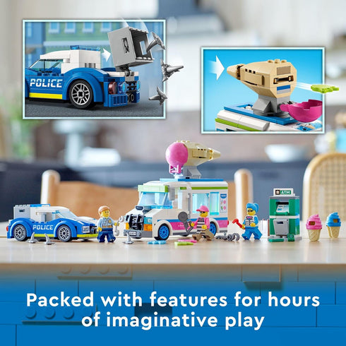 LEGO City Ice Cream Truck Police Chase Van 60314 Toy for Kids, Age 5 Plus with Splat Launcher