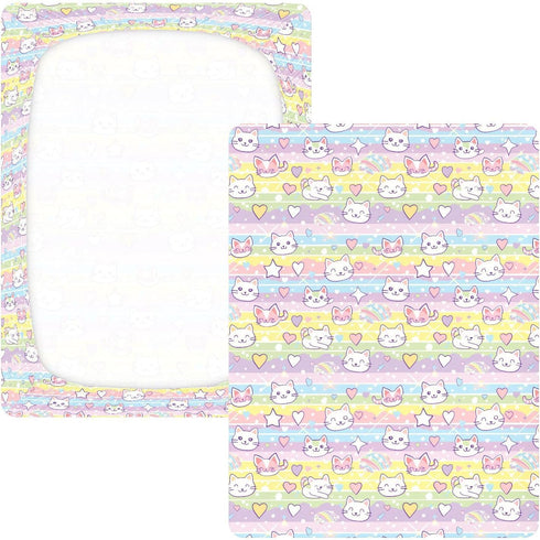miaozhen 1 Pack 52x28 Cotton Baby Crib Sheets Comfy Breathable Cats Cartoon Children Crib Sheet for Nursery Decor cuna