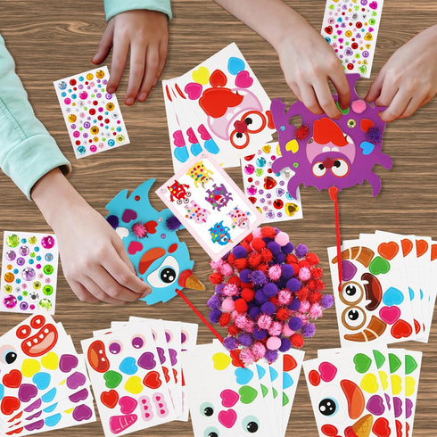 24 Pack Fancy Land Valentine's Day Craft Kits Foam Valentine Monster Ornament Decoration for Kids Classroom Home Fun