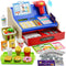 HYES Rechargeable Wooden Cash Register for Kids, Toy Cash Register with Play