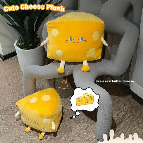 Cheese Stuffed Toys, Food Bread Plush Pillow for Home Decoration, Christmas Birthday Gift for Kids
