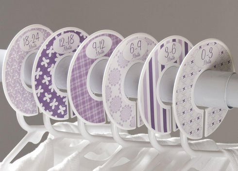 Baby Girl Nursery Closet Dividers, Size C134, Purple Theme, Set of 6