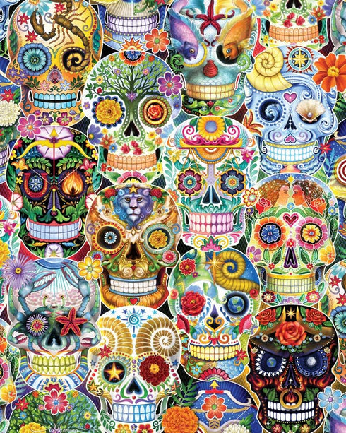 Vermont Christmas Company Day of The Dead Jigsaw Puzzle 1000 Piece - 30" x 24" for Adults with Large Randomly Shaped