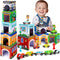 Baby Stacking Toys for Toddlers, Magnetic Wooden Cars & Garage Sorting Community