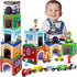 Baby Stacking Toys for Toddlers, Magnetic Wooden Cars & Garage Sorting Community