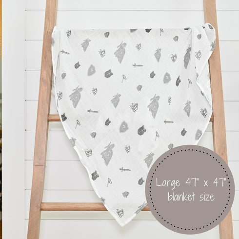 100% Cozy 47 47 Inches LollyBanks Baby Blanket, Cotton Muslin Swaddle Blankets for Boys, Large x Newborn Blanket, Soft