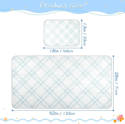 SyXIOP 28" 52" Blue and White Checkered Pattern Cooling Baby Fitted Crib Mattress x Absorbent Crib Bumper Pads