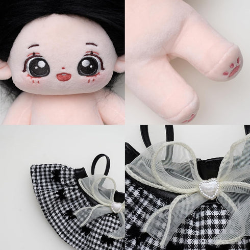 20cm CALEMBOU Plush Doll, Cotton Doll with Skeleton, Cute Anime Plushies Soft Stuffed Dress Up Doll, Kawaii Plush Toys