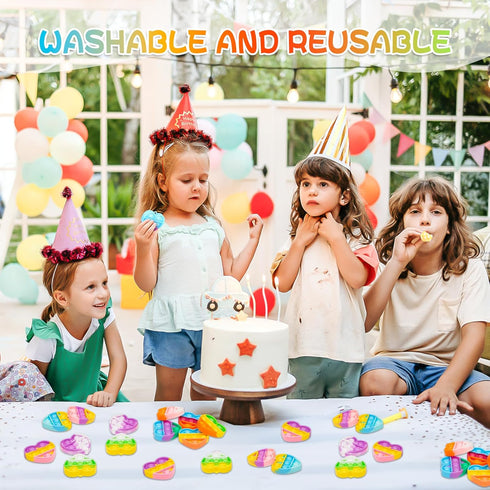 Pop Fidget Toy Birthday Party Favors for Kids 30 PCS Bulk Mini Keychain, Classroom Prizes, Toddler Toys
