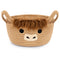 Highland Cute Cow Basket for Nursery, Small Shower Gift Basket, Round Woven