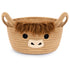 Highland Cute Cow Basket for Nursery, Small Shower Gift Basket, Round Woven
