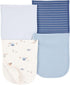 Carter's Baby Boys 4 Pack Cotton Burp Cloths (Ivory/Blue)