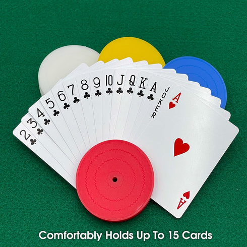 4 Piece Round Card Holders in Red, White, Yellow & Blue
