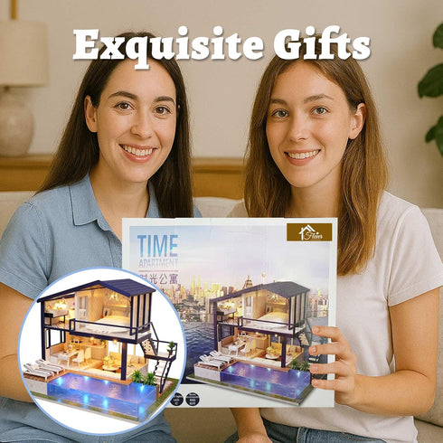 Flever Dollhouse Miniature DIY House Kit Manual Creative with Furniture for Romantic Artwork Gift (Perfect Time