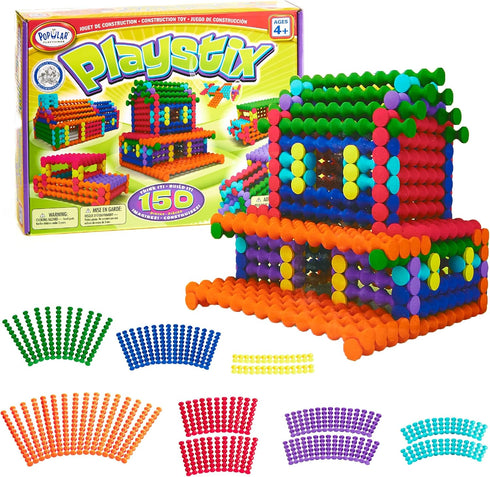 POPULAR PLAYTHINGS Playstix Construction Toy Set with Building Sticks for STEM and