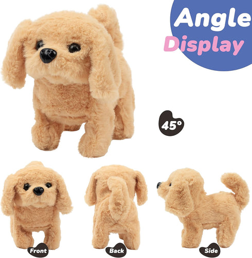 Hopearl Walking Dog Golden Retriever Interactive Electronic Pet Plush Toy Puppy with Moving Head for Toddlers