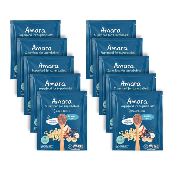 Amara Organic Baby Food | Oats and Berries | Baby Cereal to