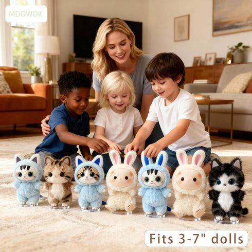 3-7" 2 Set Adjustable Doll Stand for Sitting & Standing Positions - Premium Acrylic Base Display Holder for Figures
