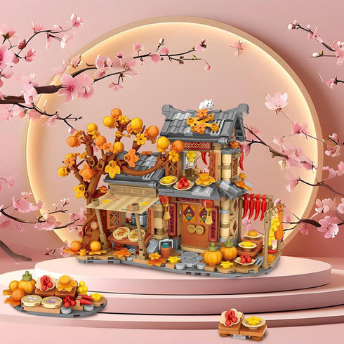 MEIEST Set,Chinese Autumn House Building Blocks Style Particle Construction Building Bricks Toy,Harvest Season Home
