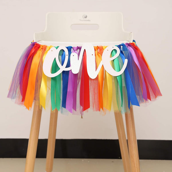 WAOUH Rainbow Banner for 1st Birthday - Highchair Banner for First Birthday