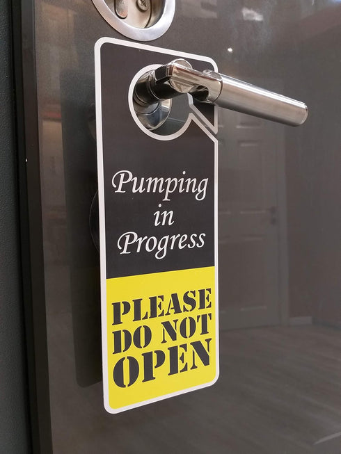 Do Not Disturb Sign, Pumping in Progress Door Hanger, 2 Pack, Double Sided for Any Place