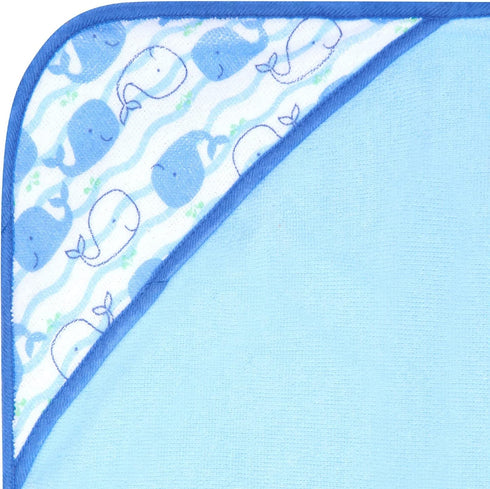 3-Pack 26x30 Inches Buttons & Stitches Boy's Blue Whale Hooded Baby Towels
