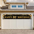 Large Black and Gold Happy 80th Birthday Decoration Banner, 80th Birthday Party Supplies (9.8x1.6ft)