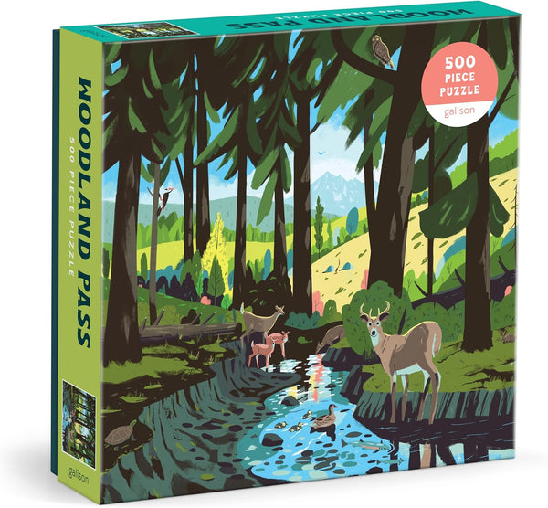 Galison Woodland Pass – 500 Piece Jigsaw Puzzle of an Evergreen Scene of Woodlands and Wildlife