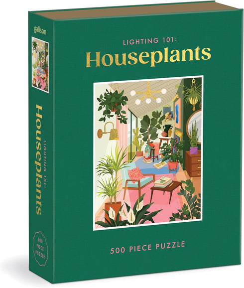 500 Piece Book Puzzle with Beautiful Plant and Interior Design Artwork: Galison Lighting 101: Houseplants Packaged in