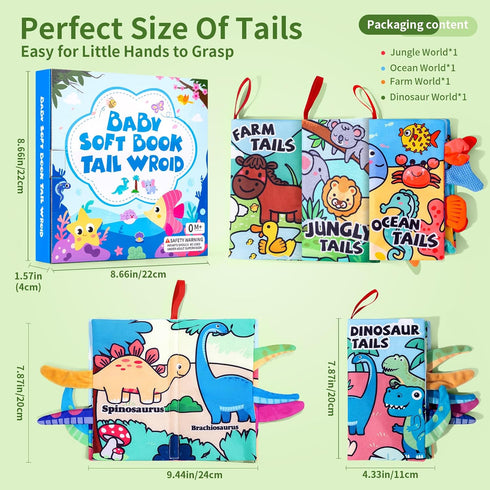 YySiRui 4-Pack 0-6 6-12 Tummy Set Baby Crinkle Books for Babies Months, Soft Cloth Touch and Feel Sensory Books Months