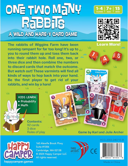 14 7+ Happy Camper - One Two Many Rabbits - A Wild & Harey Card Game | Perfect Easter Basket Stuffers for Kids | Great