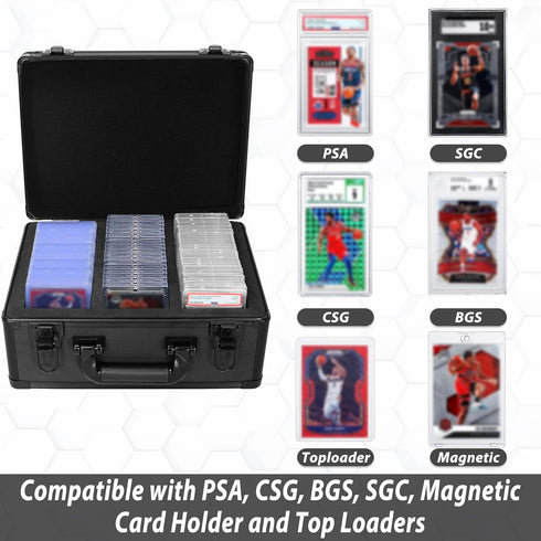 Aluminum Alloy Graded Card Case - Compatible with 100 Card Slabs, Fits PSA, CSG, BGS, and Top Loaders