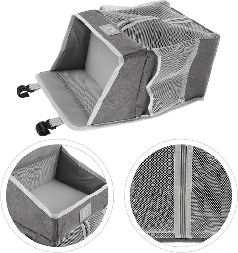 BESPORTBLE Hanging Storage Bag and Diaper Organizer for Nursery, Multi-pocket Gray Fabric Hanging Organizer for Crib