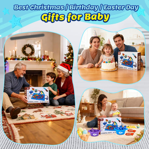 Gacoman 1 Toddler1-3 Counting, 12-18 Montessori Toys for Year Old Boy Girl Birthday Gift- Cloth Fishing Game